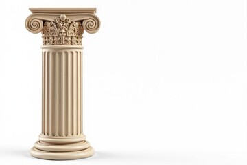 Obraz premium Isolated ancient Greek column, intricate details, white background, aged, column, architecture
