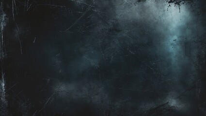 Scratched black grunge background with a vintage film effect, eerie distressed texture, and space for text
