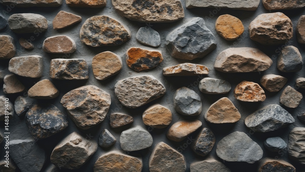 Poster Natural stone surface with irregular shapes for an abstract background