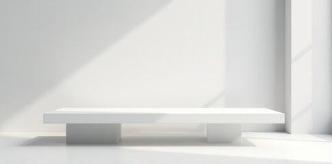 Obraz premium Modern minimalist bench, sleek lines, white backdrop , contemporary, clean, seating