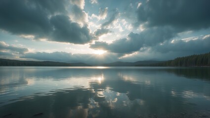 Fototapeta premium Pyramid Lake photographed during a cloudy day