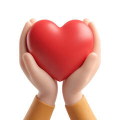 Obraz premium Heart in Hands Giving Love with Care, Charity, and 3D Render on Black.