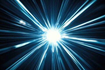 Obraz premium A burst of energetic blue light streams out from a central point, creating a dynamic and futuristic feel.