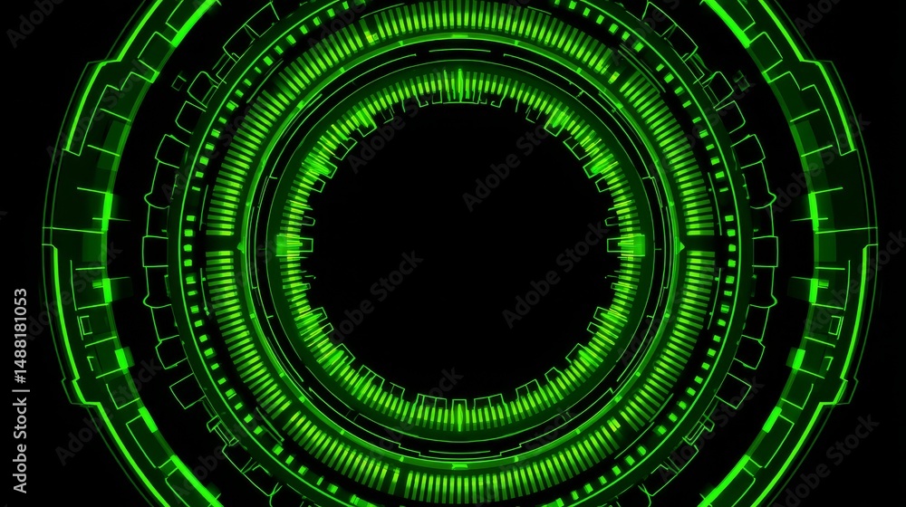 Aufkleber futuristic green hud interface featuring circular patterns and dark central void