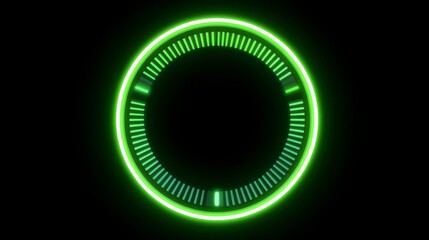 Futuristic Spinning Cyberpunk Wheel Interface With Glowing Green Design Against Black Background