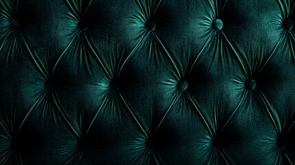 Fototapeta premium Elegant Dark Teal Fabric Upholstery with Button Tufted Design