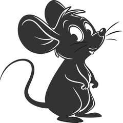 Cartoon Mouse Silhouette Design for Crafts. Fun Cartoon Mouse Silhouette for Kids Art. Printable Cartoon Mouse Silhouette Design. Simple Cartoon Mouse Silhouette for Projects