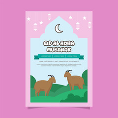 Eid Al Adha Mubarak Illustration Flyer Design Template