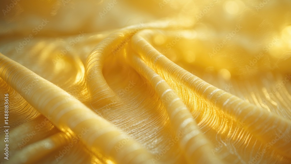 Poster faded yellow textile surface featuring delicate patterns, exuding a gentle radiance and complex weav