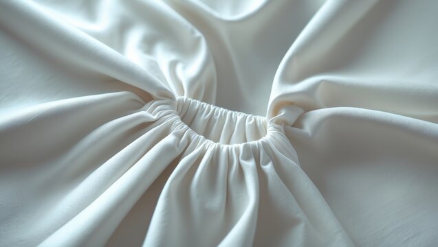 Fitted sheet on bed corner. Close-up image.