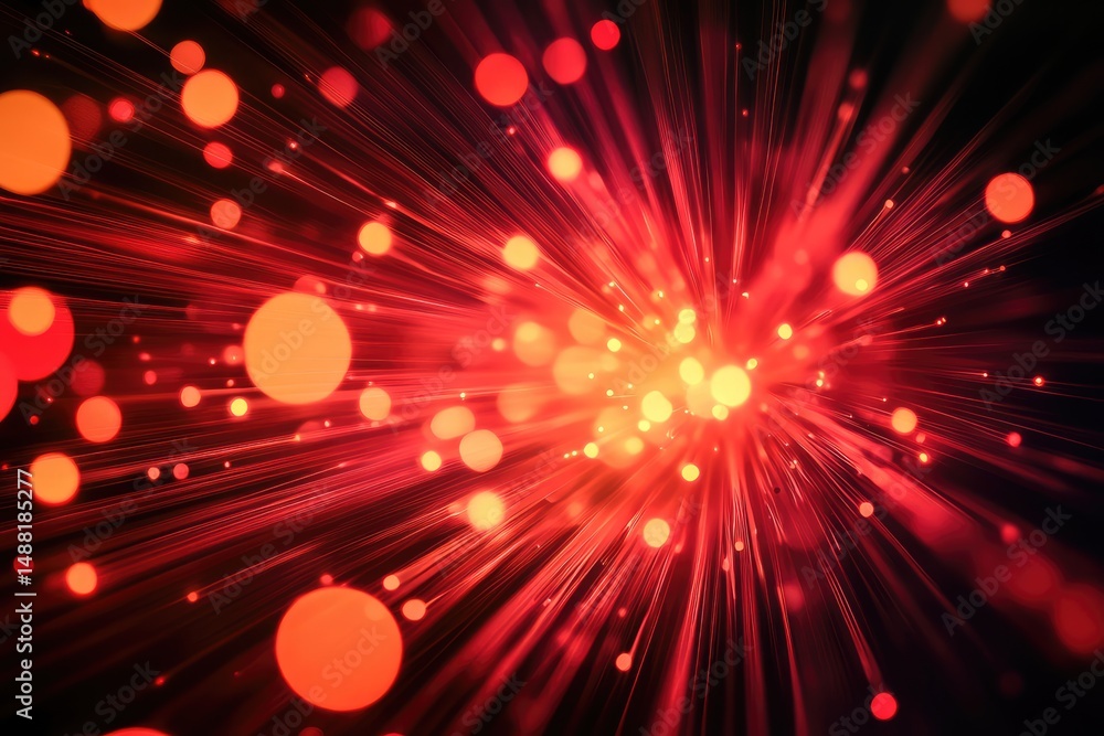 Aufkleber a vibrant burst of red and orange light emanates from a central point, creating a dynamic and energe