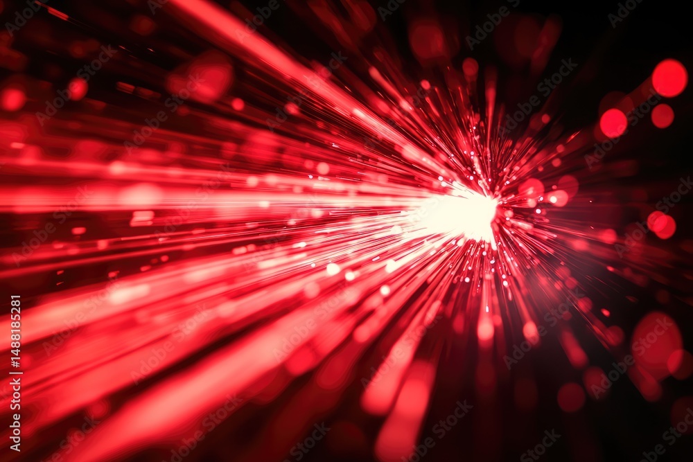 Aufkleber a vibrant explosion of red and white light streaks out from a central point, creating dynamic moveme
