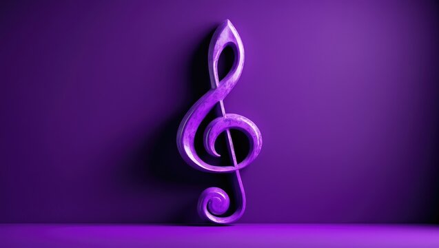 Fototapeta Violet background featuring a treble clef