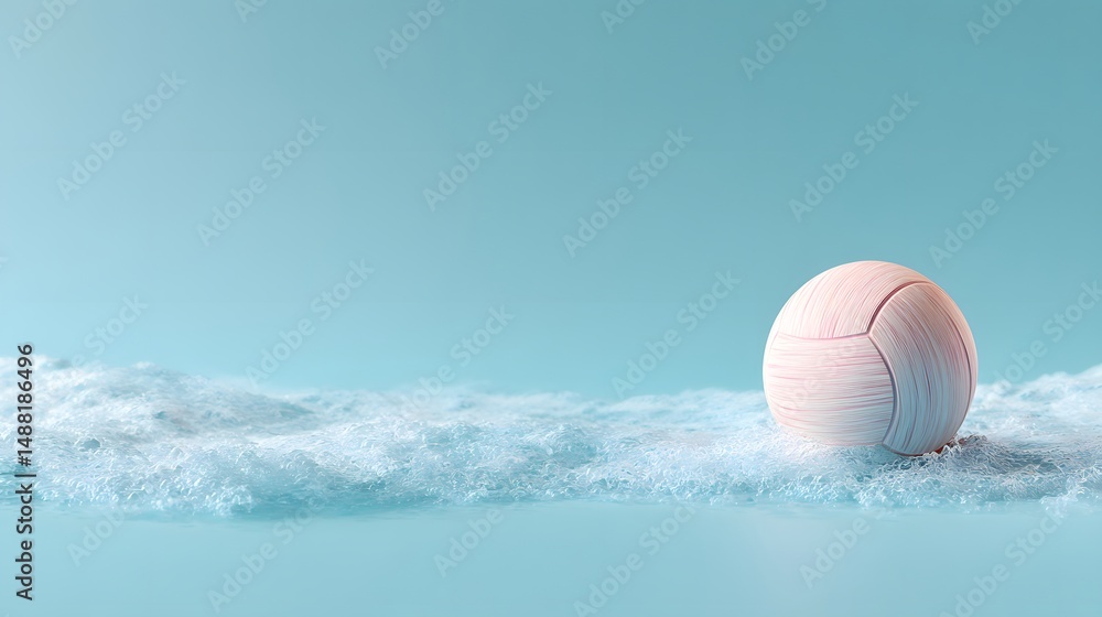 Poster soft foam texture with abstract round ball on calm blue background