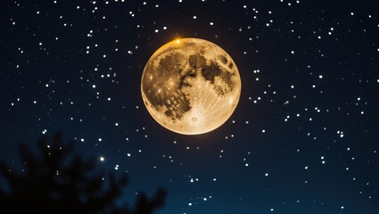 Nighttime sky view of a partial lunar eclipse