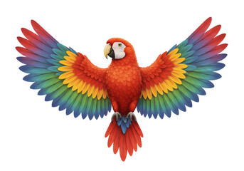 Obraz premium 虹色羽根広げ鮮やか赤鸚鵡飛翔