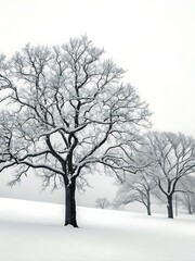 Fototapeta premium Winter Wonderland: Bare Trees Covered in Snow