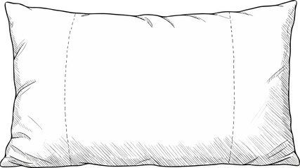 Detailed HandDrawn Pillow Depicting Softness and Comfort in Sketch Style - Line Art Illustration Vector