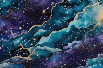 Obraz premium Abstract space nebula watercolor design