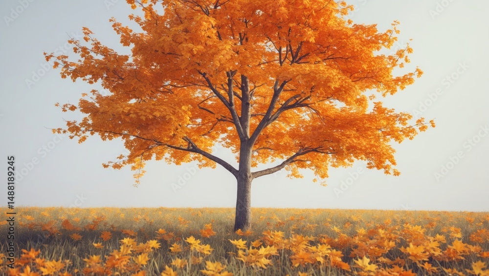 Poster tree in a field during autumn