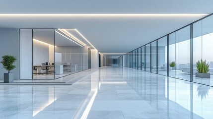Obraz premium Modern Office Interior with Sleek Design and Bright Natural Light