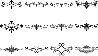 Modern luxury graphic element set. Divider ornament, borders, vintage line separators. art vector illustration isolated on white background
