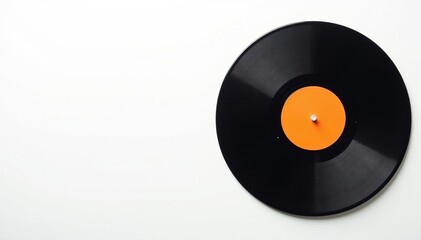 Turntable vinyl record on white background, top view, vinyl, turntable