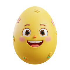 Fototapeta premium 黄色い笑顔のイースターエッグ 春の温かい光と可愛いデザイン