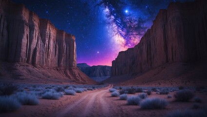 Entrance to Grand Wash beneath the star-filled sky