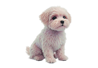 ふわふわ子犬 優しい光に包まれて穏やか微笑み