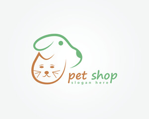 pet house logo, creative striped dog and cat head, logo design inspiration