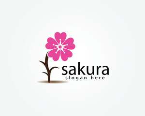 sakura logo, creative sakura ping logo design template