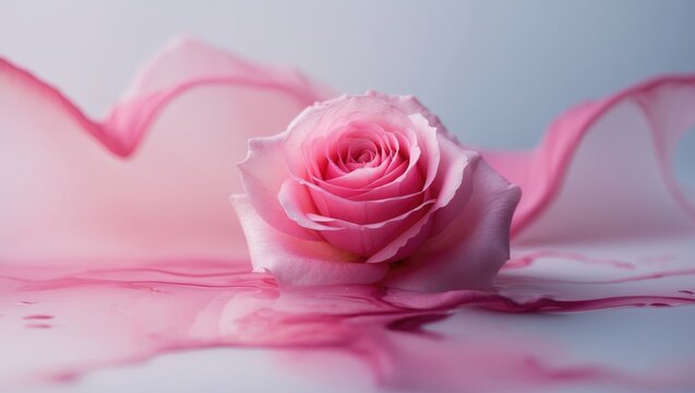 Fototapeta Bright romantic abstract with watercolor roses and splash effects