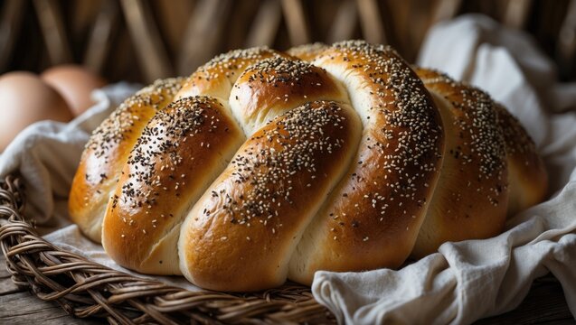 Homemade Challah: A Unique Bread with a White Coating in Cuisine