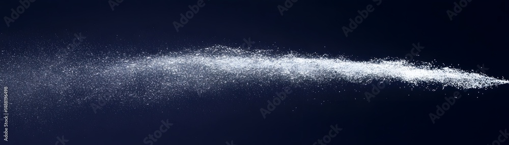 Poster abstract design of a stream of particles against a dark backdrop.