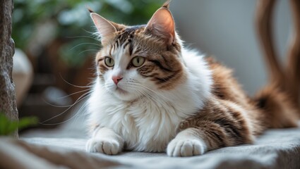 Thai cat with white and brown fur