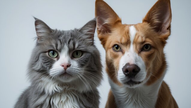 Close-up portraits of animal muzzles against a white isolated background