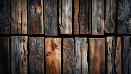 Aerial Image of Naturally Weathered, Coarse Textured Rustic Dull Wood Panels for Backgrounds and Templates Featuring Blank Area for Your Design, Text, Words, or Copy. Horizontal Format