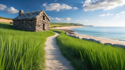 Historical Iron Age Village and Beach Featuring Celtic, Pictish, and Norse Elements