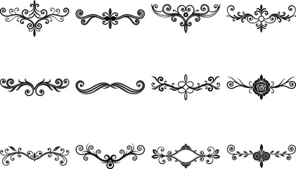 Luxury graphic element set. Wedding decorative elements. Hand drawn vector illustration isolated on white background