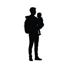 Father Holding Child Backpack.
