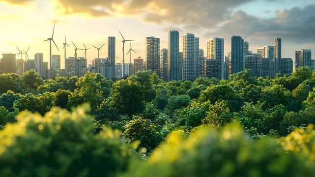 A futuristic city powered by renewable energy