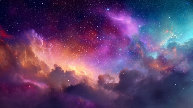 Colorful space galaxy cloud nebula. Stary night cosmos. Universe science astronomy. Supernova background