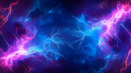 Vivid Blue and Purple Lightning Storm in the Background