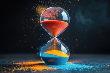 Colorful Hourglass with Time Passing