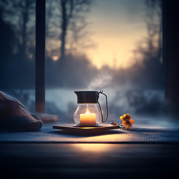 Cozy Winter Sunset Candlelight.