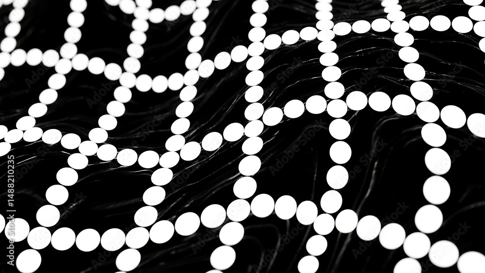 Poster abstract black and white circular pattern seamless texture of interlocking dots and rings for design