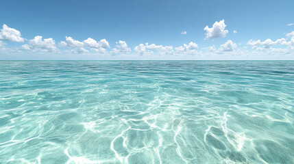 Clear ocean water reflects sky, creating serene and inspiring atmosphere