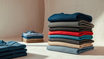 Men's apparel neatly folded on a background