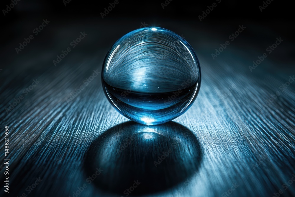Poster a captivating crystal ball, filled with swirling patterns, rests on a textured surface, casting a my